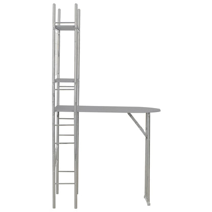 Set Tavolo e Sedie Pieghevoli Scaffale 3 pz MDF Acciaio Grigio - homemem39