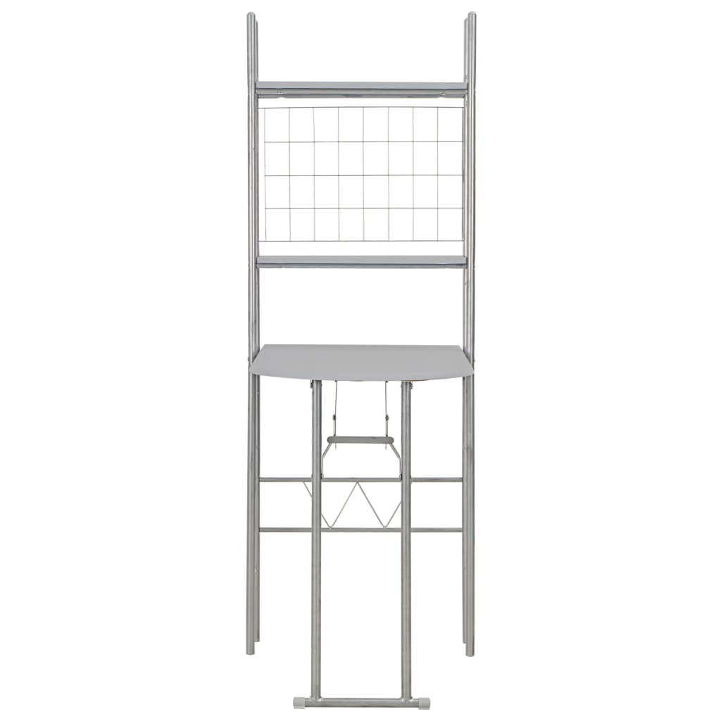 Set Tavolo e Sedie Pieghevoli Scaffale 3 pz MDF Acciaio Grigio - homemem39