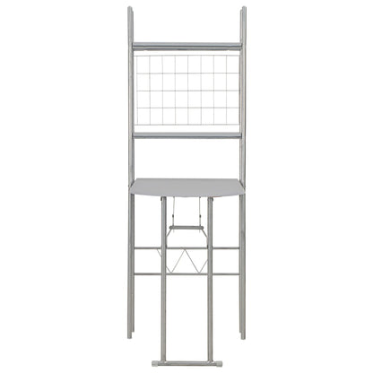 Set Tavolo e Sedie Pieghevoli Scaffale 3 pz MDF Acciaio Grigio - homemem39