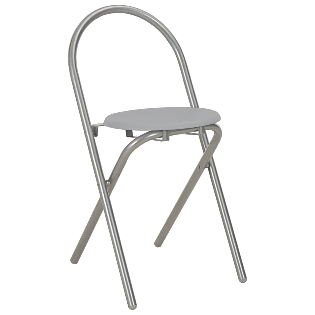 Set Tavolo e Sedie Pieghevoli Scaffale 3 pz MDF Acciaio Grigio - homemem39