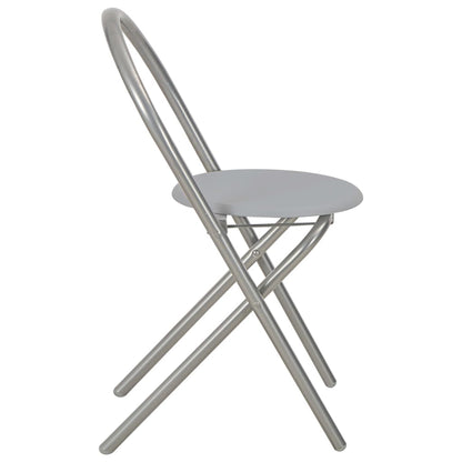 Set Tavolo e Sedie Pieghevoli Scaffale 3 pz MDF Acciaio Grigio - homemem39