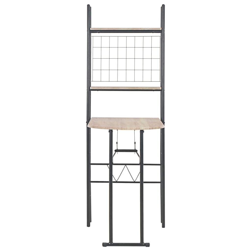 Set Tavolo e Sedie Pieghevoli con Scaffale 3 pz MDF e Acciaio - homemem39