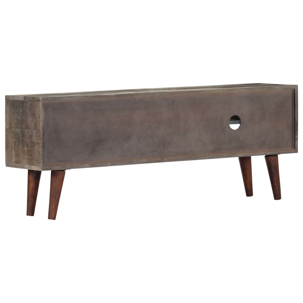 Mobile TV Grigio 130x30x46 cm in Legno Massello di Mango Grezzo