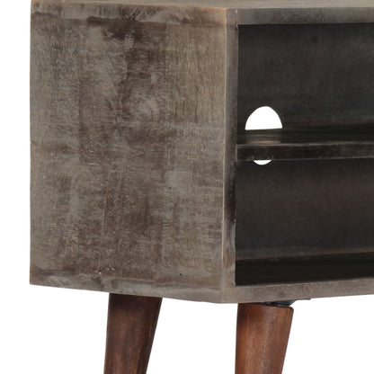 Mobile TV Grigio 130x30x46 cm in Legno Massello di Mango Grezzo | homemem39