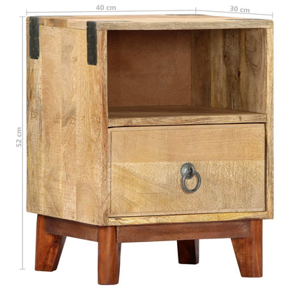 Bedside table 40x30x52 cm in solid raw mango wood