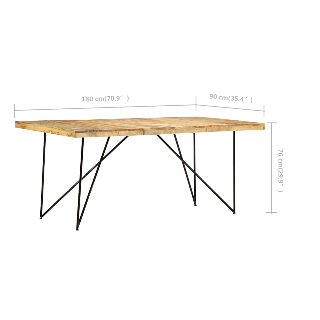 Tavolo da Pranzo 180x90x76 cm in Legno Massello di Mango | homemem39