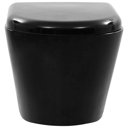 WC Sospeso con Design Senza Bordi in Ceramica Nero - homemem39