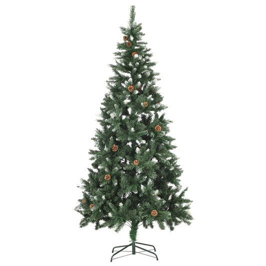 Albero di Natale Artificiale Pigne e Brillantini Bianchi 210 cm - homemem39