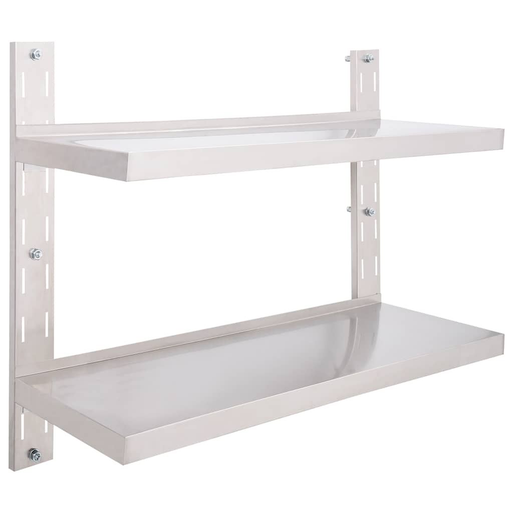 Mensola a Sospensione a 2 Livelli in Acciaio Inox 100x30 cm | homemem39