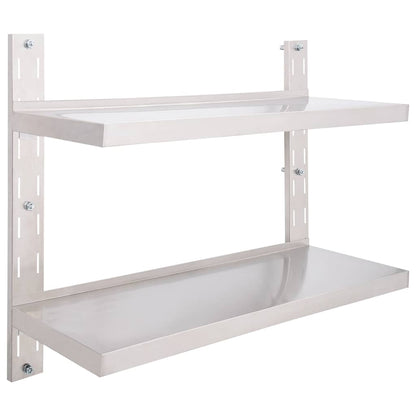 Mensola a Sospensione a 2 Livelli in Acciaio Inox 100x30 cm | homemem39