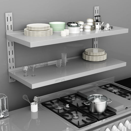 Mensola a Sospensione a 2 Livelli in Acciaio Inox 120x30 cm | homemem39