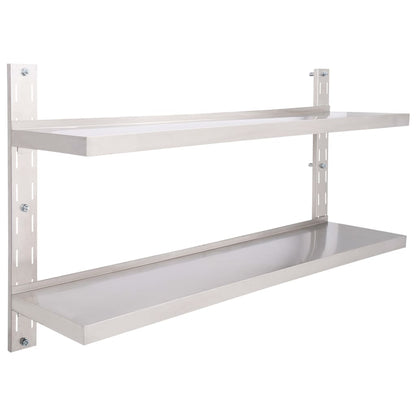 Mensola a Sospensione a 2 Livelli in Acciaio Inox 150x30 cm | homemem39