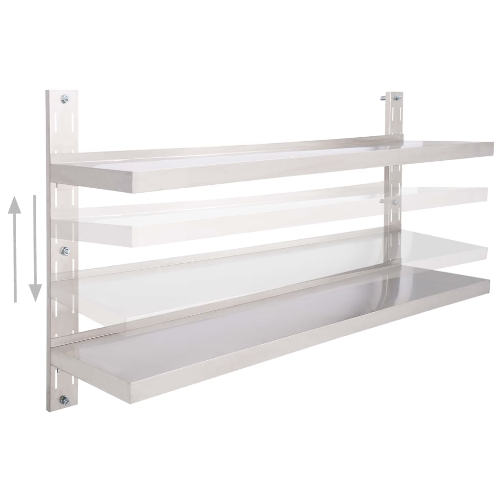 Mensola a Sospensione a 2 Livelli in Acciaio Inox 150x30 cm | homemem39