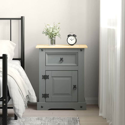 Comodino in Legno di Pino Messicano Corona Grigio 53x39x67 cm | homemem39