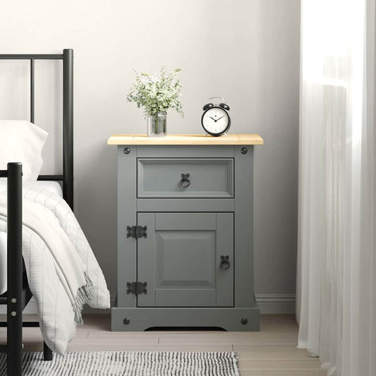 Comodino in Legno di Pino Messicano Corona Grigio 53x39x67 cm | homemem39