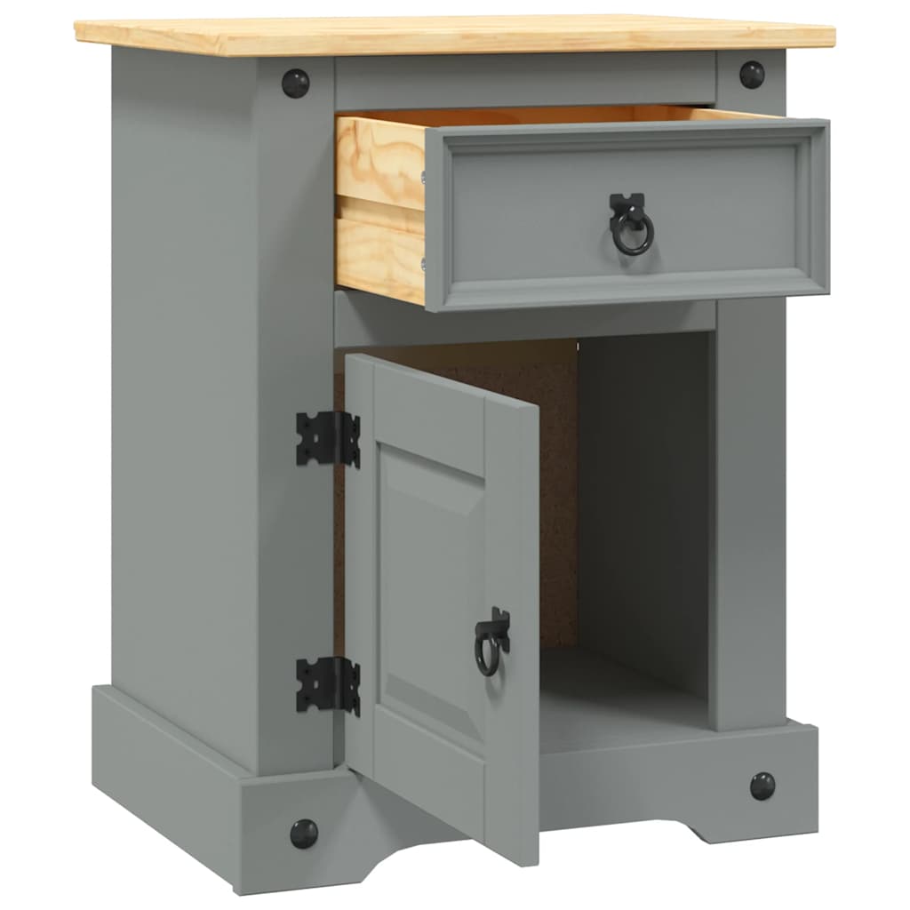 Comodino in Legno di Pino Messicano Corona Grigio 53x39x67 cm | homemem39