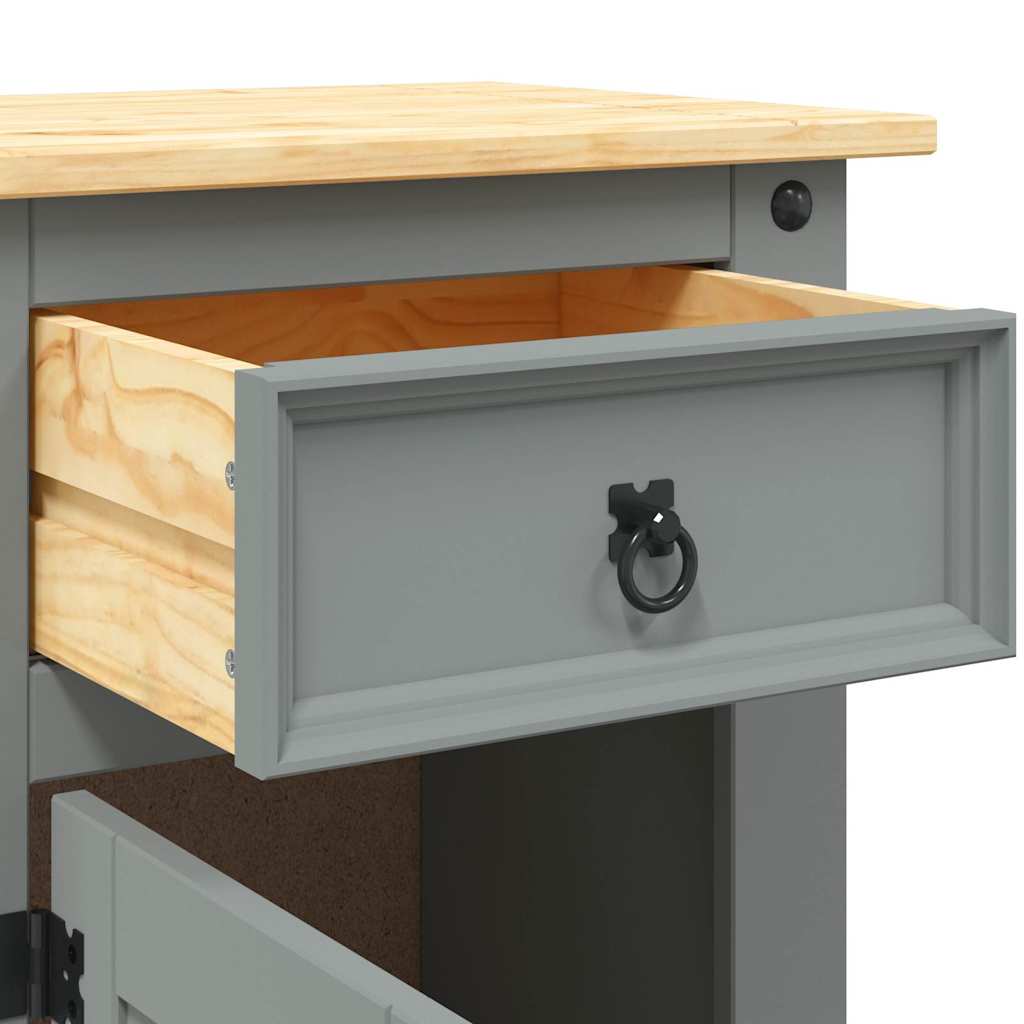 Comodino in Legno di Pino Messicano Corona Grigio 53x39x67 cm | homemem39
