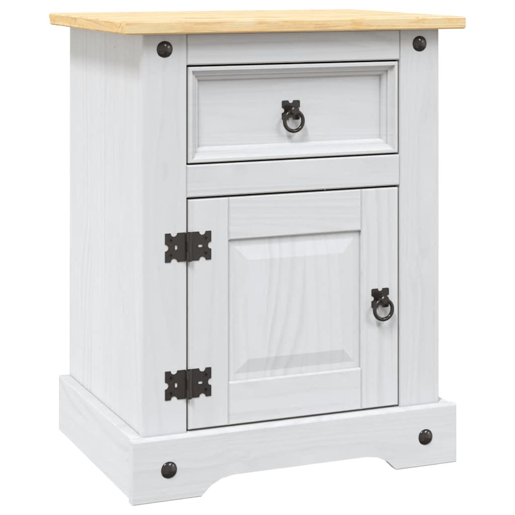 Comodino in Legno di Pino Messicano Corona Bianco 53x39x67 cm | homemem39