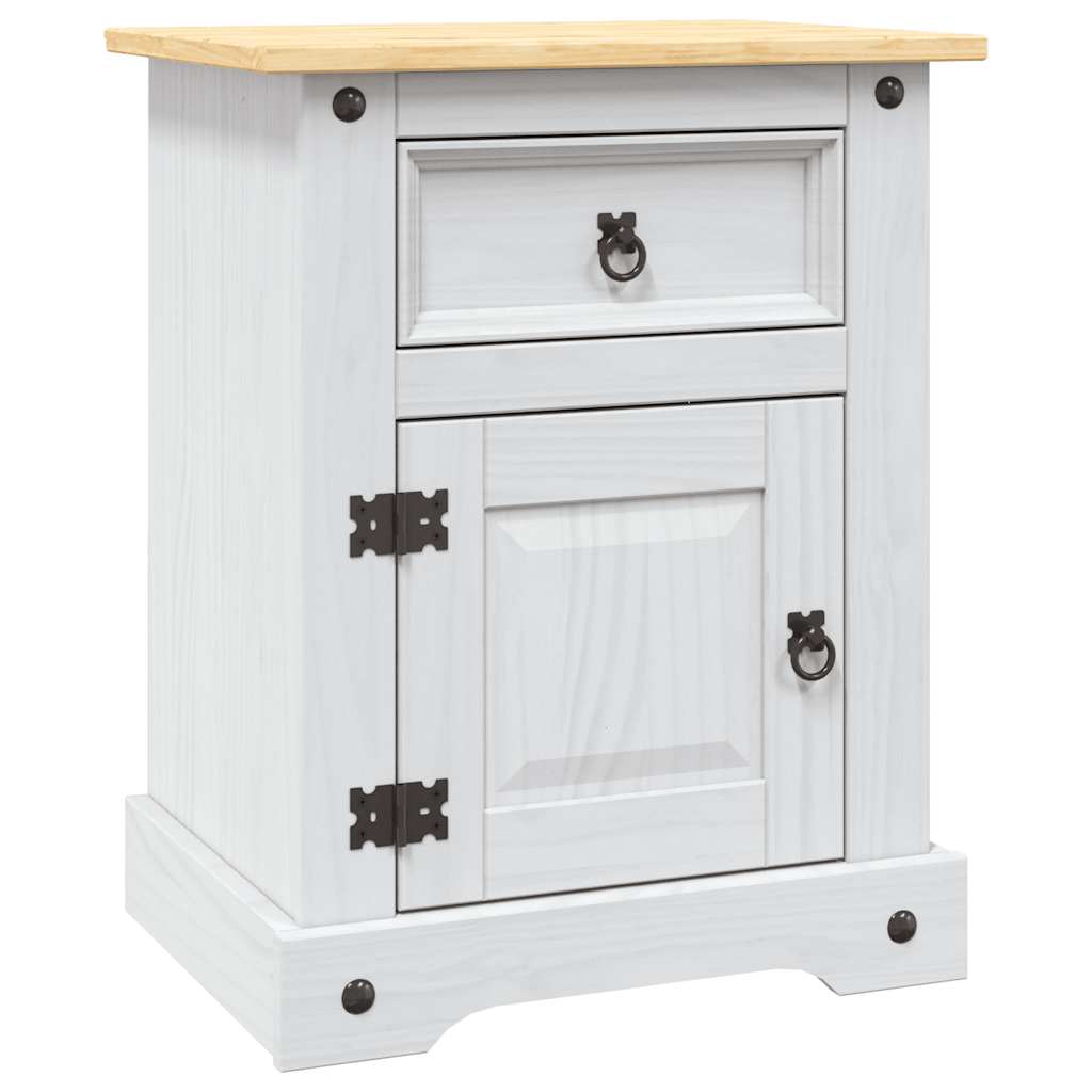 Comodino in Legno di Pino Messicano Corona Bianco 53x39x67 cm - homemem39