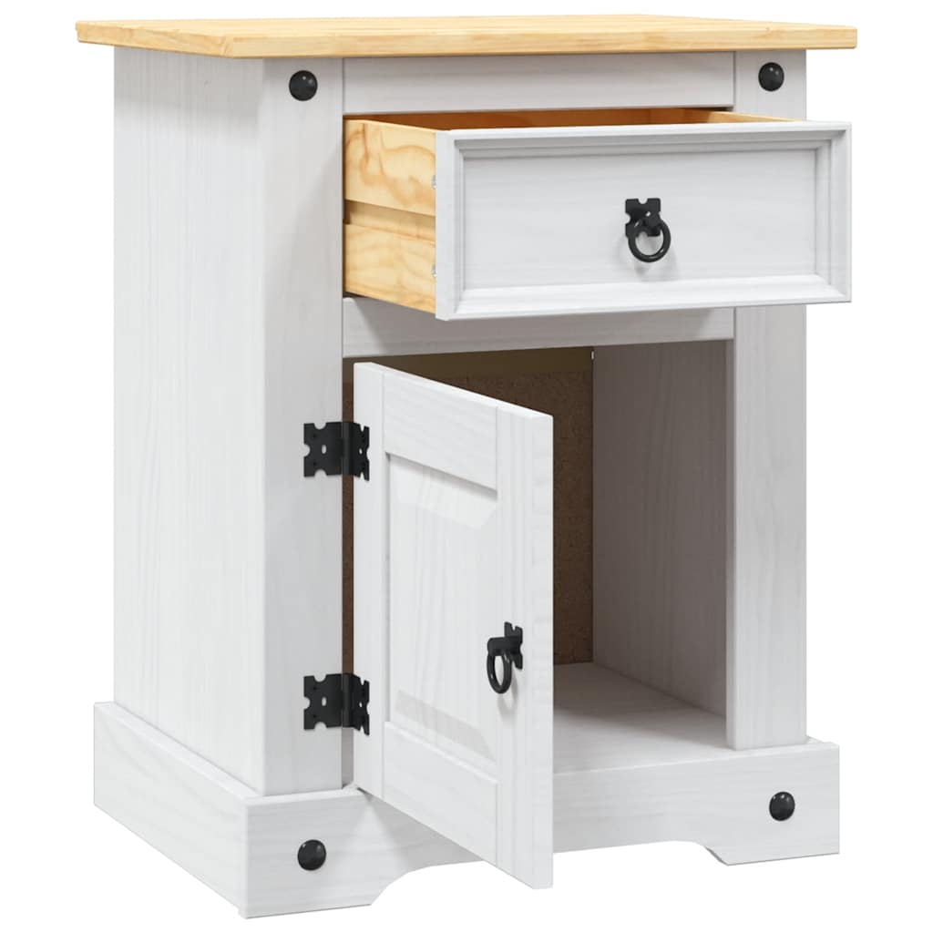 Comodino in Legno di Pino Messicano Corona Bianco 53x39x67 cm - homemem39