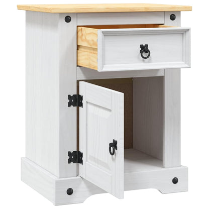 Comodino in Legno di Pino Messicano Corona Bianco 53x39x67 cm - homemem39
