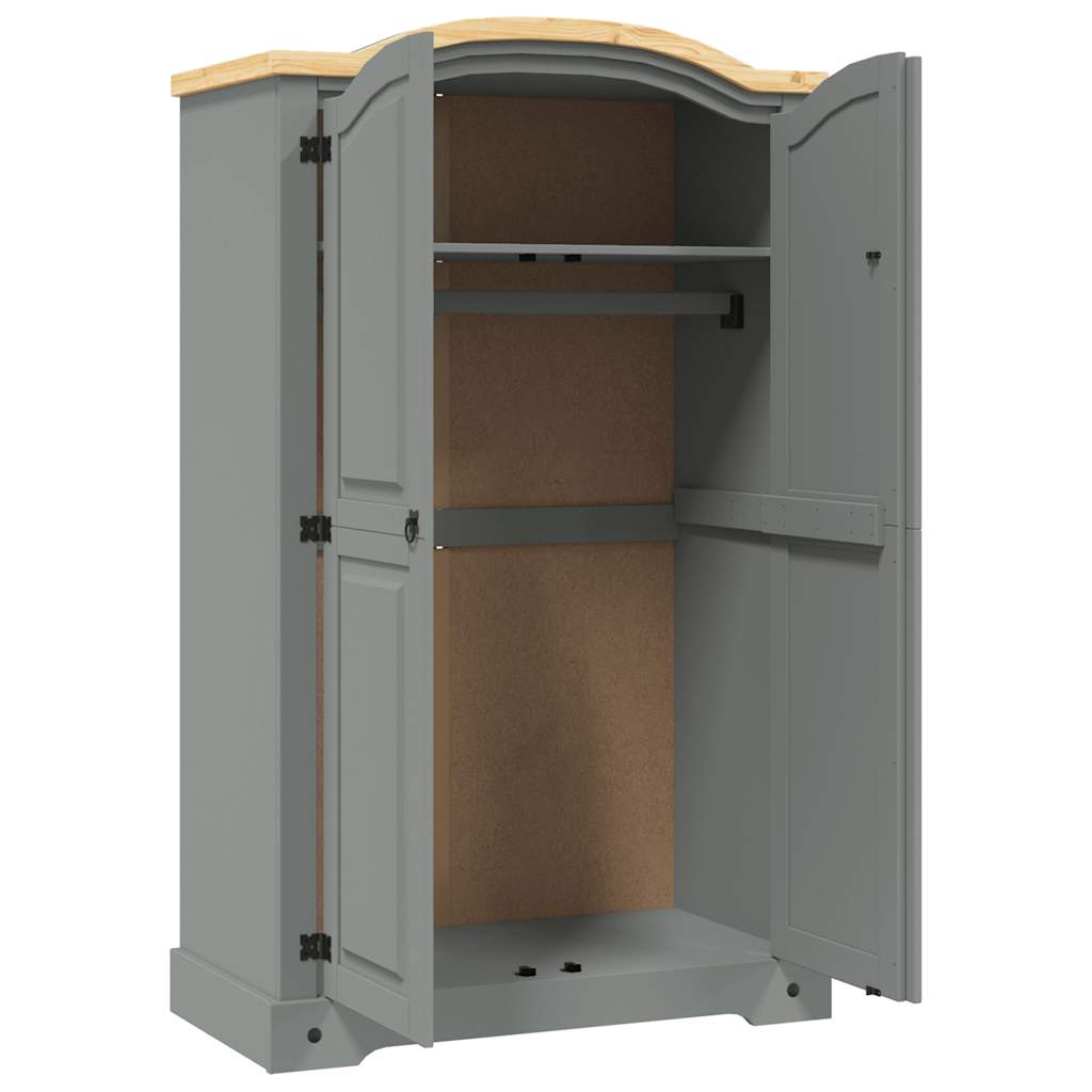 vidaXL Armadio in Legno di Pino Messicano Corona 2 Ante Grigio - homemem39