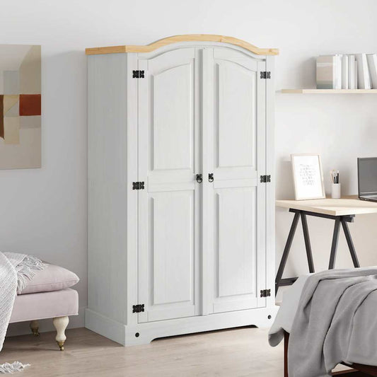 vidaXL Armadio in Legno di Pino Messicano Corona 2 Ante Bianco - homemem39