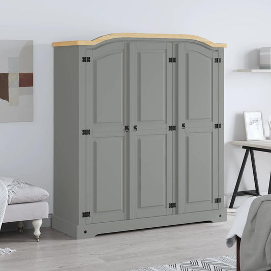 vidaXL Armadio in Legno di Pino Messicano Corona 3 Ante Grigio | homemem39