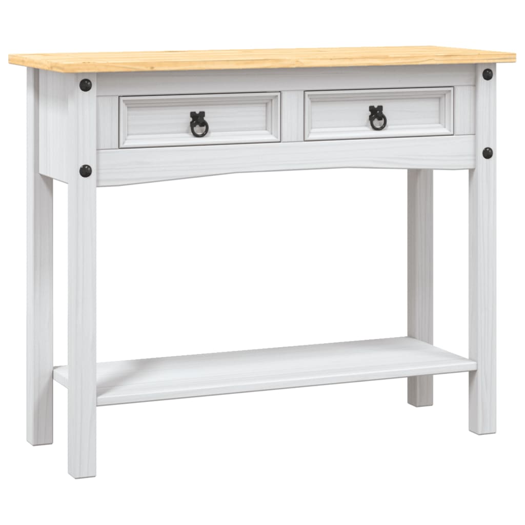 Tavolo Console in Pino Messicano Corona Bianco 90x34,5x73 cm | homemem39