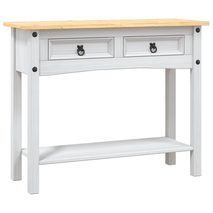 Tavolo Console in Pino Messicano Corona Bianco 90x34,5x73 cm | homemem39