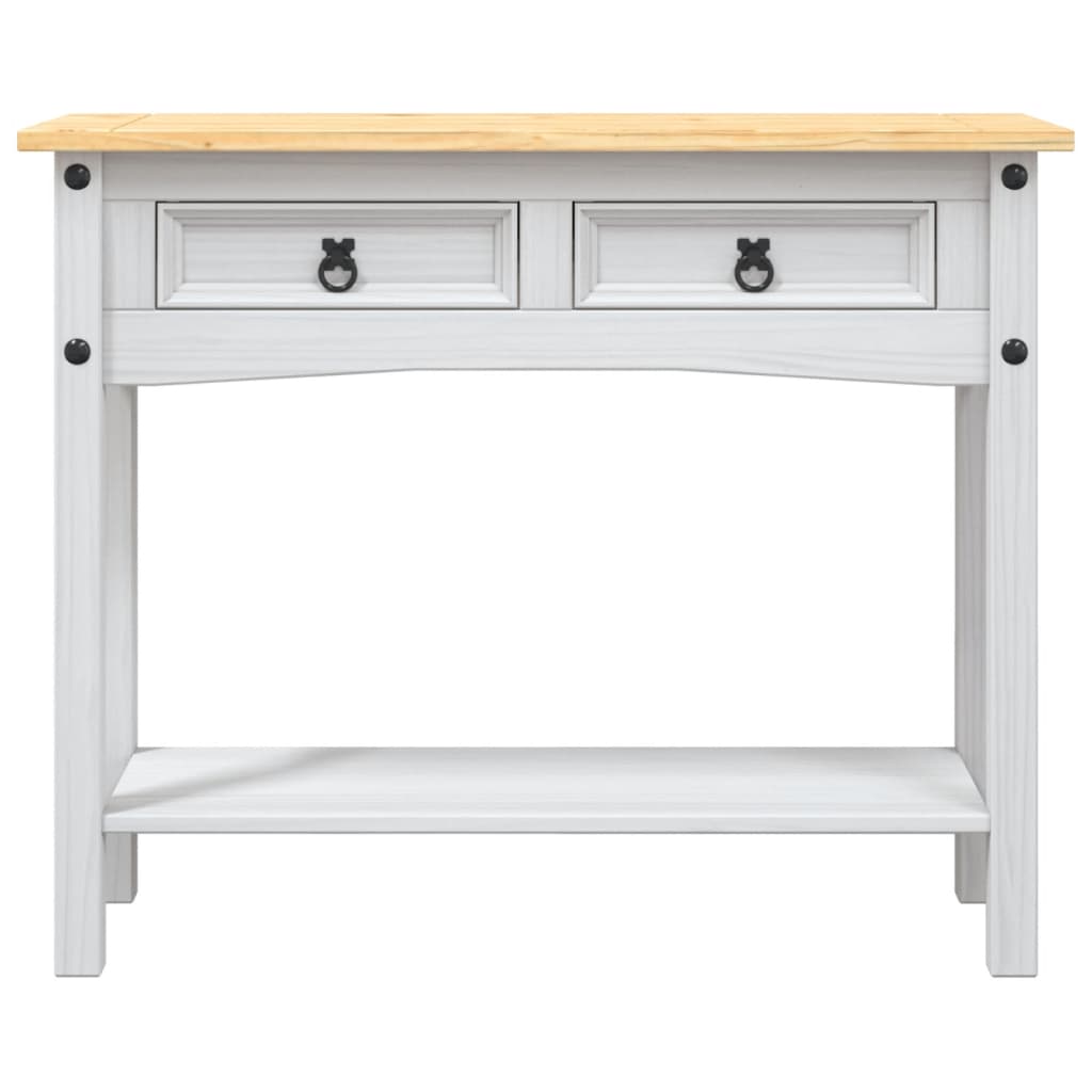 Tavolo Console in Pino Messicano Corona Bianco 90x34,5x73 cm | homemem39