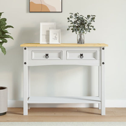 Tavolo Console in Pino Messicano Corona Bianco 90x34,5x73 cm | homemem39