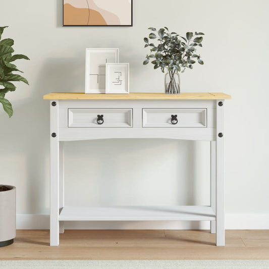 Tavolo Console in Pino Messicano Corona Bianco 90x34,5x73 cm | homemem39