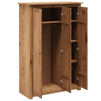 Armadio a 3 Ante 118x50x171,5cm Legno di Pino Panama Range