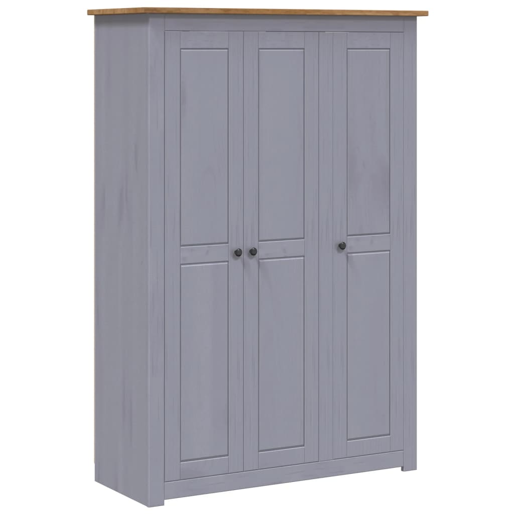 Armadio a 3 Ante Grigio 118x50x171,5cm in Pino Panama Range - homemem39