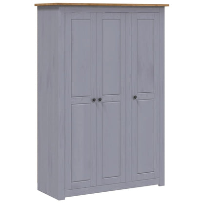 Armadio a 3 Ante Grigio 118x50x171,5cm in Pino Panama Range - homemem39