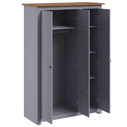 Armadio a 3 Ante Grigio 118x50x171,5cm in Pino Panama Range