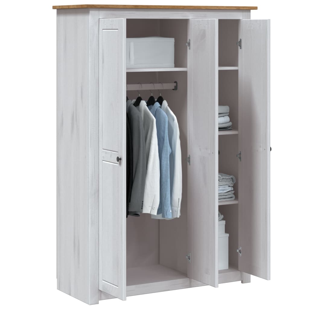Armadio a 3 Ante Bianco 118x50x171,5cm in Pino Panama Range - homemem39