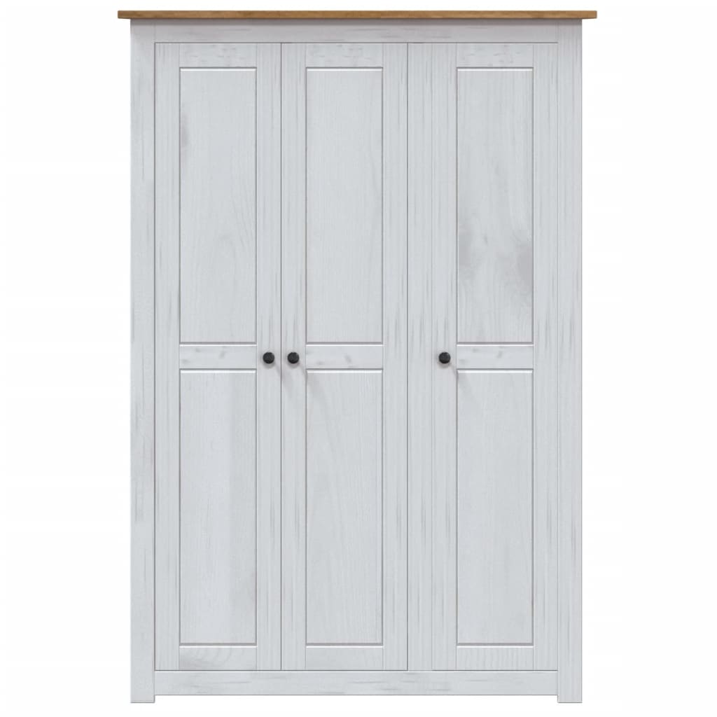 White 3-Door Wardrobe 118x50x171.5cm in Panama Range Pine