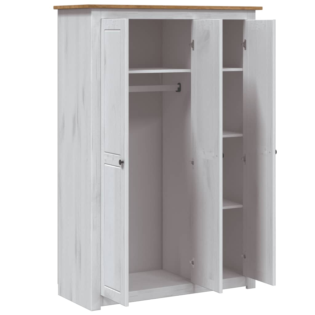 White 3-Door Wardrobe 118x50x171.5cm in Panama Range Pine