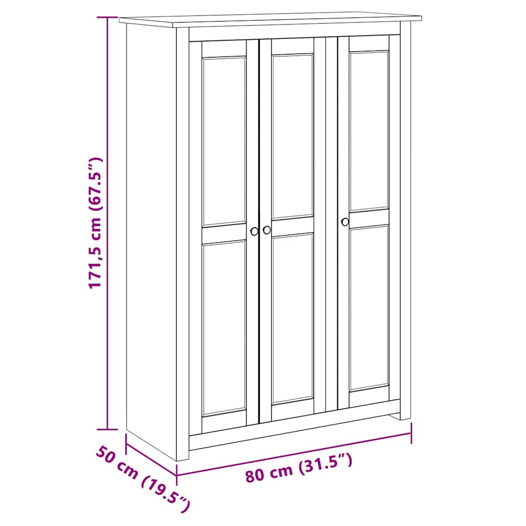 Armadio a 3 Ante Bianco 118x50x171,5cm in Pino Panama Range
