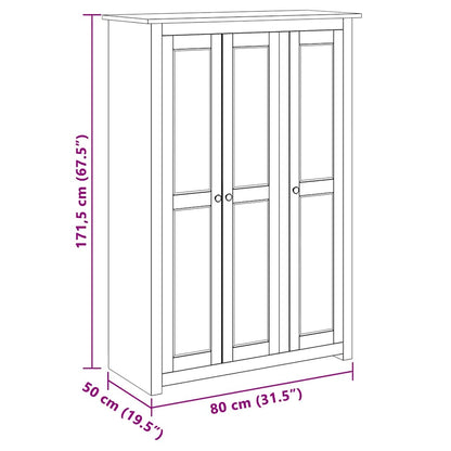 Armadio a 3 Ante Bianco 118x50x171,5cm in Pino Panama Range
