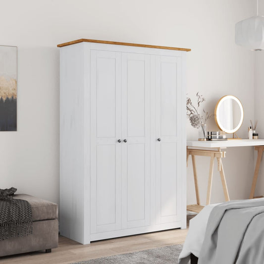 Armadio a 3 Ante Bianco 118x50x171,5cm in Pino Panama Range - homemem39