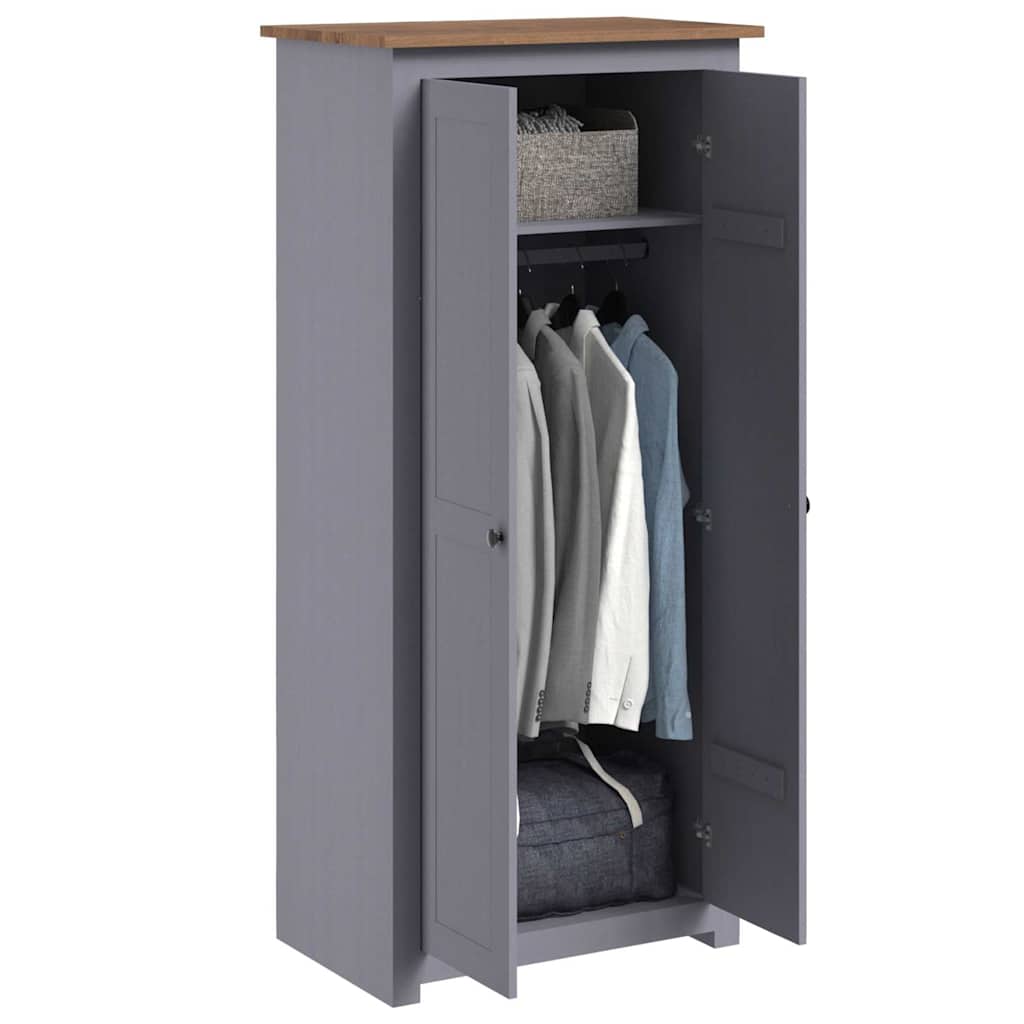 Armadio Grigio 80x50x171,5 cm Legno Massello Pino Panama Range | homemem39
