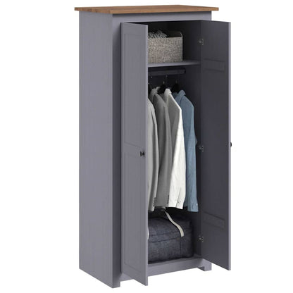 Armadio Grigio 80x50x171,5 cm Legno Massello Pino Panama Range | homemem39