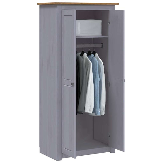 Armadio Grigio 80x50x171,5 cm Legno Massello Pino Panama Range - homemem39