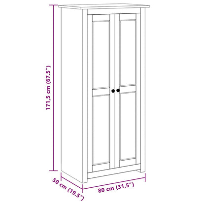 Armadio Grigio 80x50x171,5 cm Legno Massello Pino Panama Range | homemem39