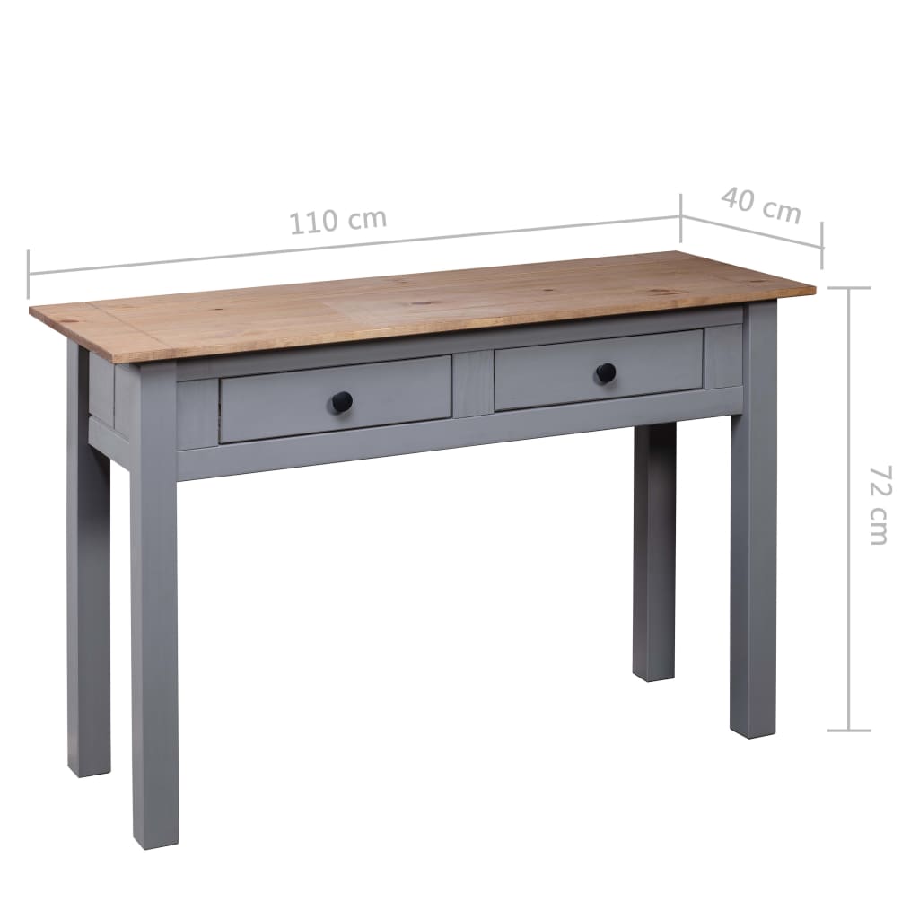 Tavolo Consolle Grigio 110x40x72 cm Legno Massello Pino Panama - homemem39