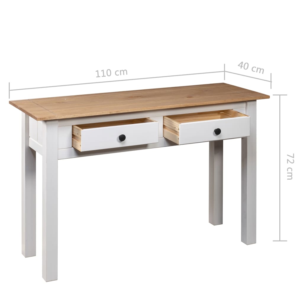 Tavolo Consolle Bianco 110x40x72 cm Legno Massello Pino Panama - homemem39
