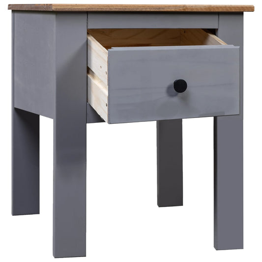 Comodino Grigio 46x40x57 cm in Legno di Pino Panama Range - homemem39